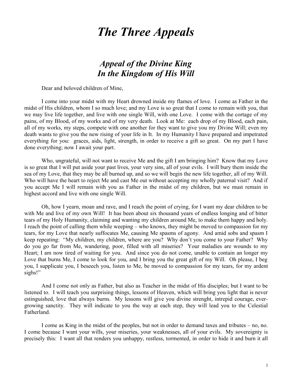 Appeal of the Divine King
