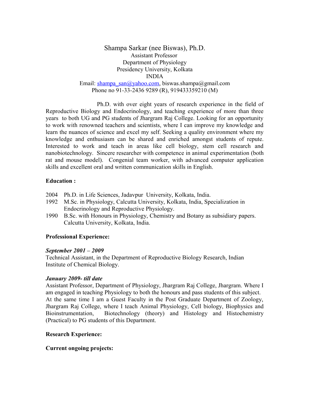 Subject: Application for a Postdoctoral Position