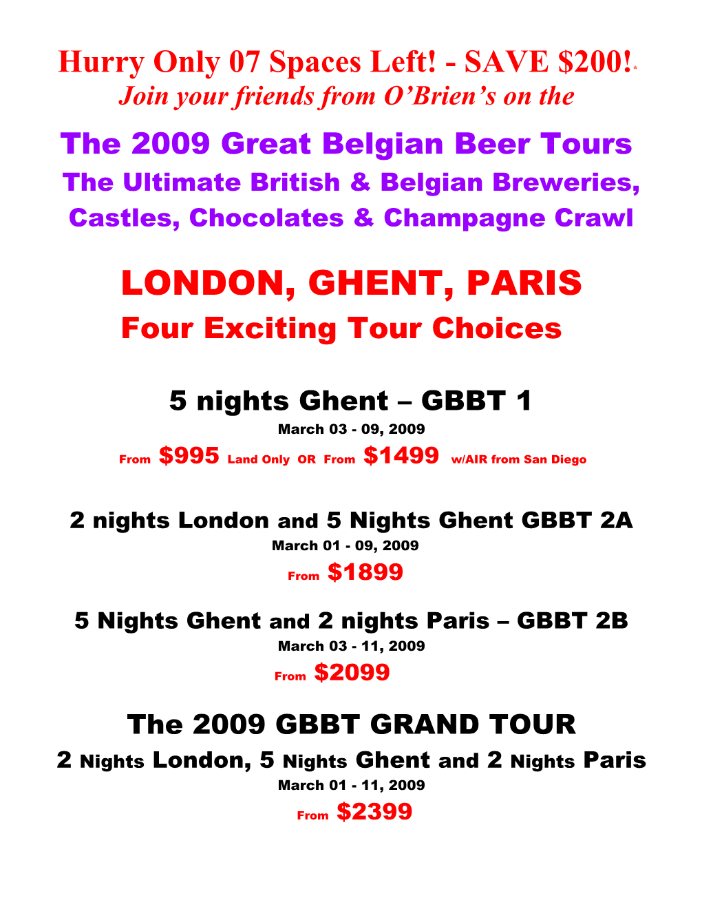 The 2009 Great Belgian Beer Tour