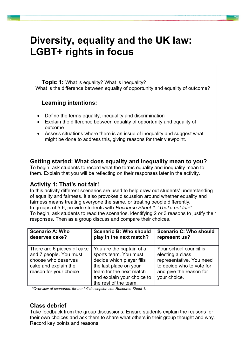 Diversity, Equality and the UK Law: LGBT+ Rights in Focus