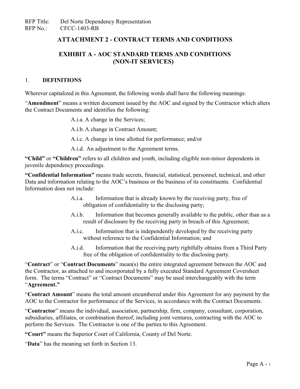 ATTACHMENT 2 - Contract Terms and CONDITIONS