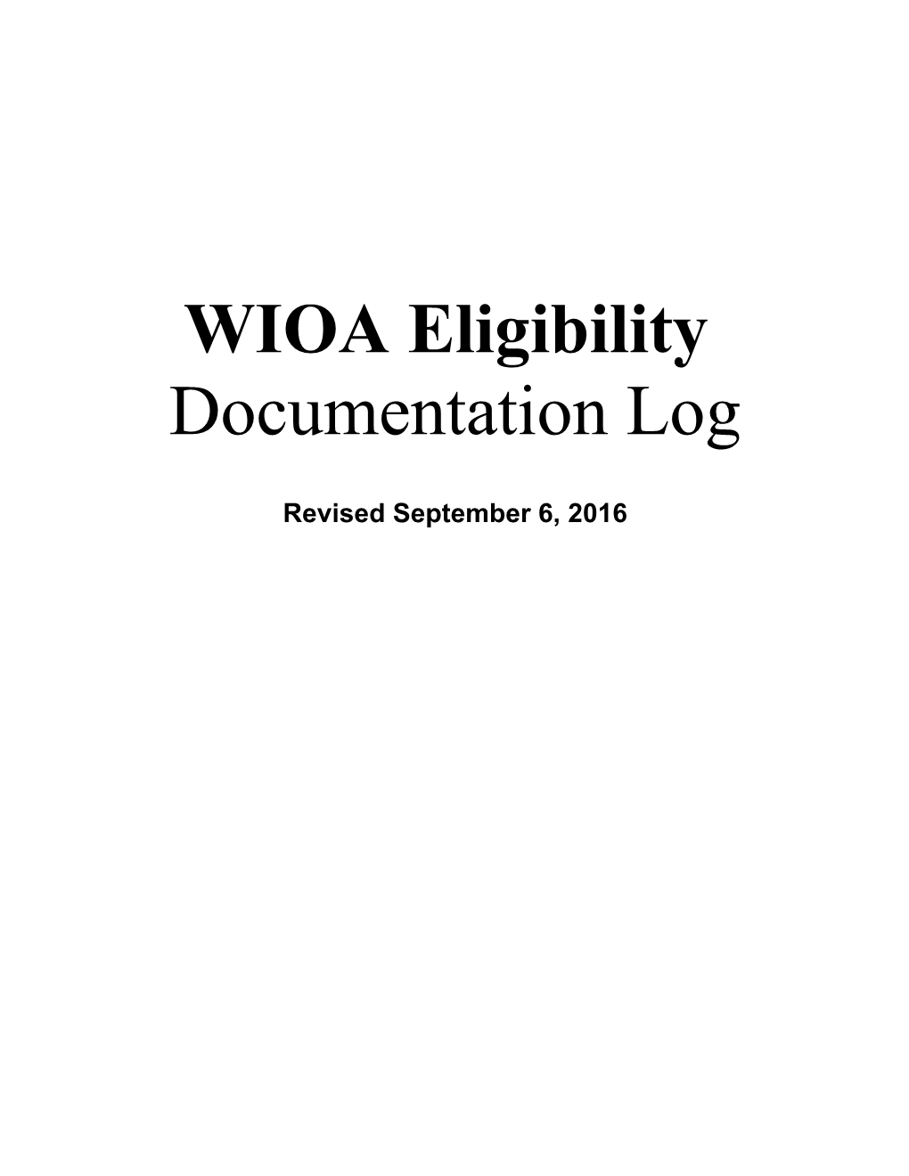 WIOA Documentation Log Desk Reference