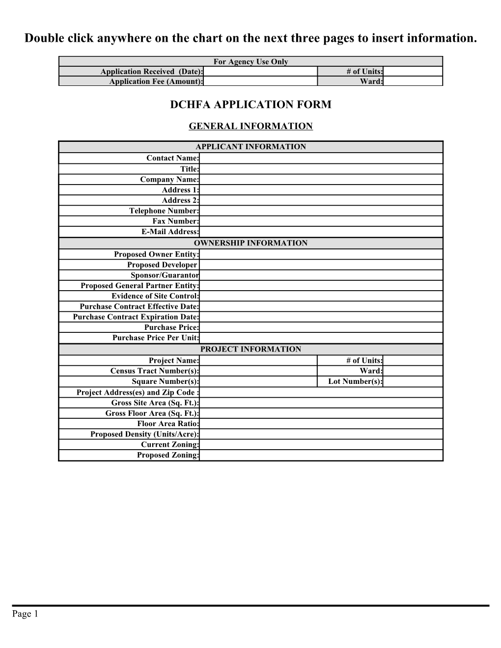 Double Click Anywhere on the Chart on the Next Three Pages to Insert Information