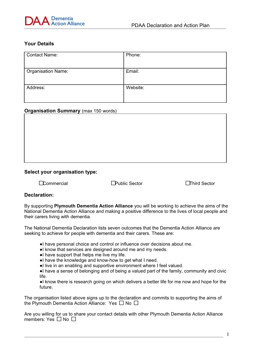 Online Form Brief