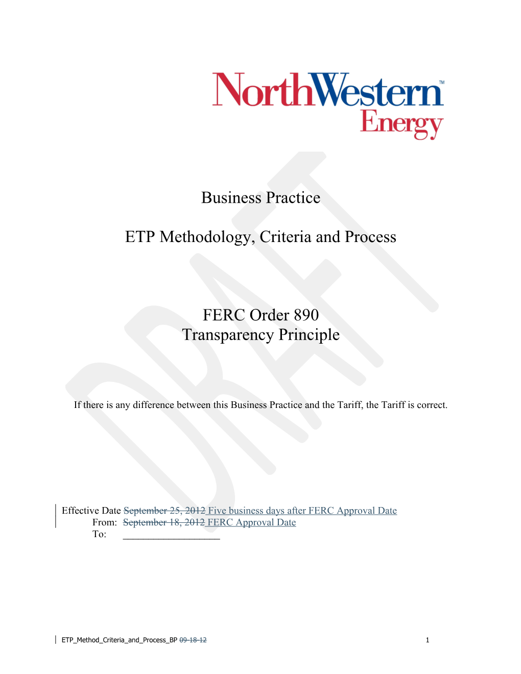 ETP Methodology, Criteria and Process