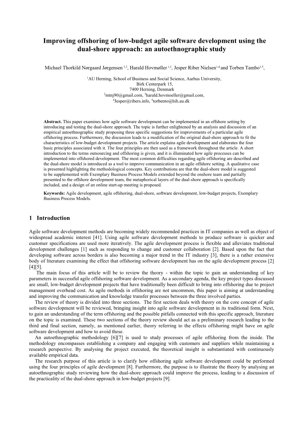 Improving Offshoring of Low-Budget Agile Software Development Using the Dual-Shore Approach