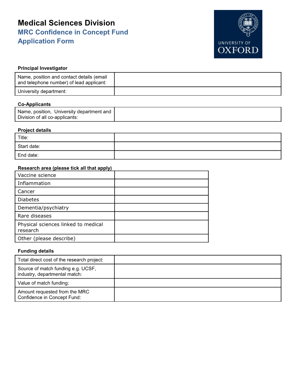 DRAFT New MRF Bridging Support Application Form