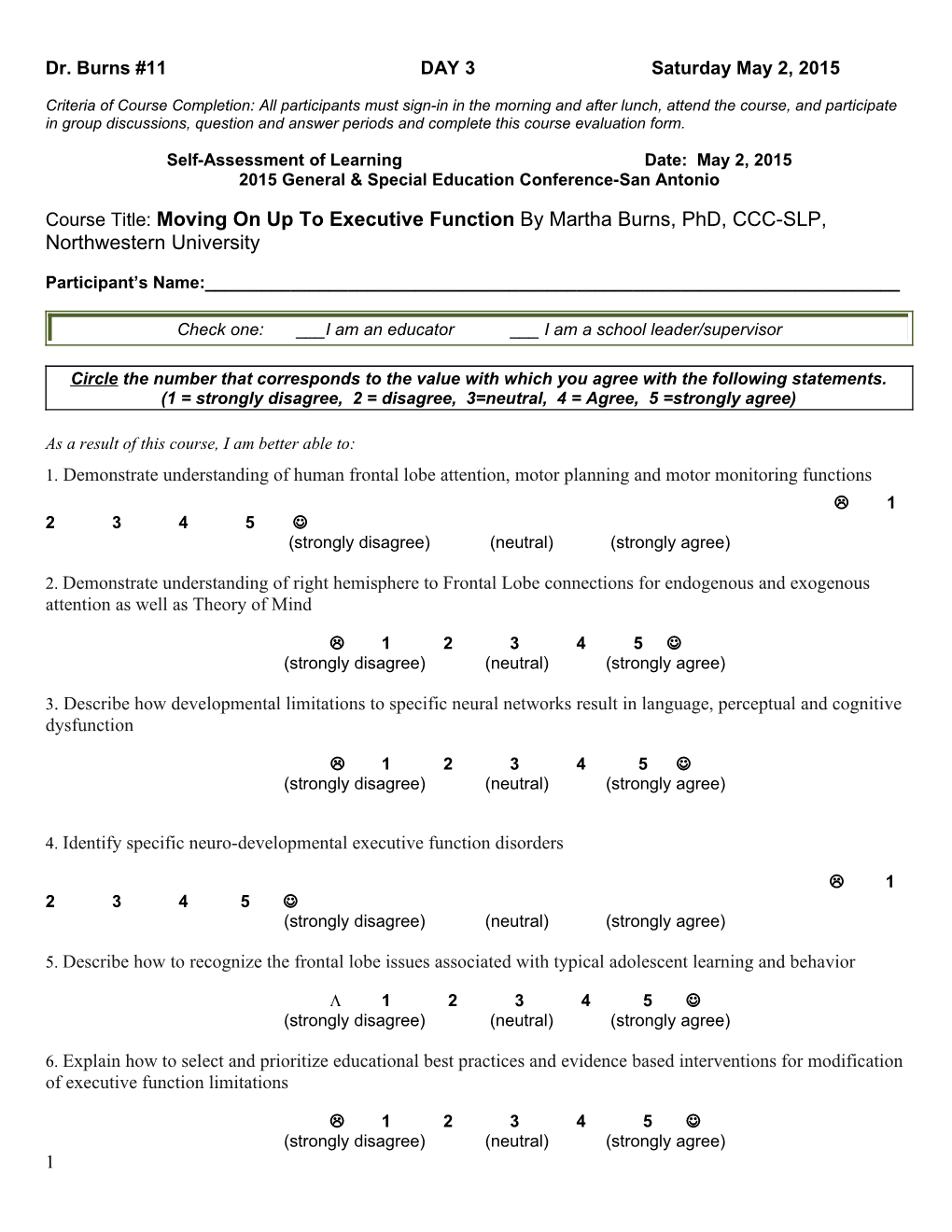 Self-Assessment of Learning