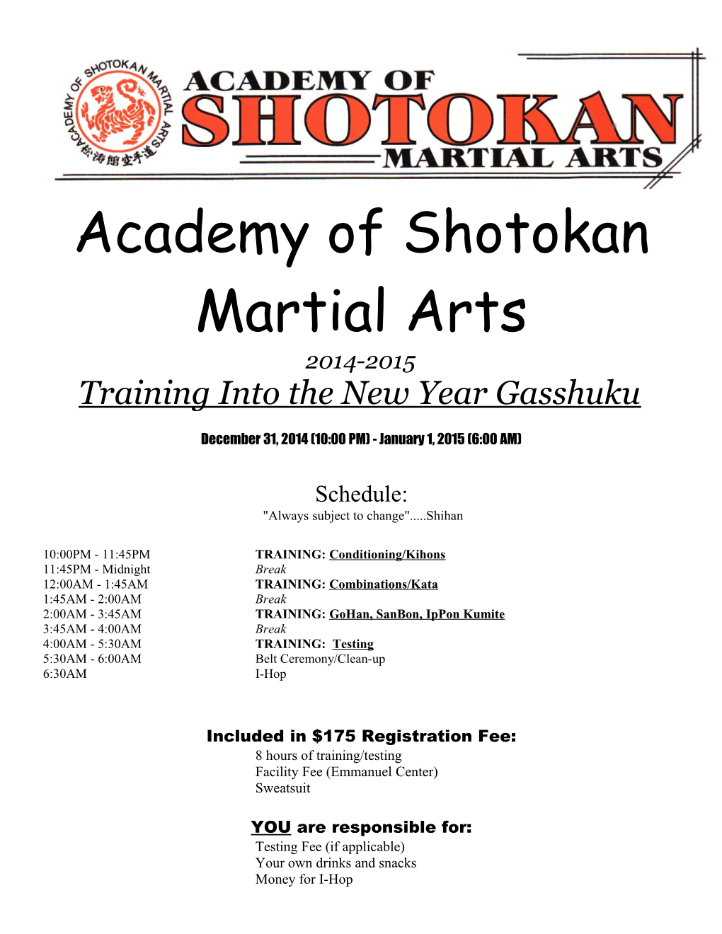 Academy of Shotokan Martial Arts