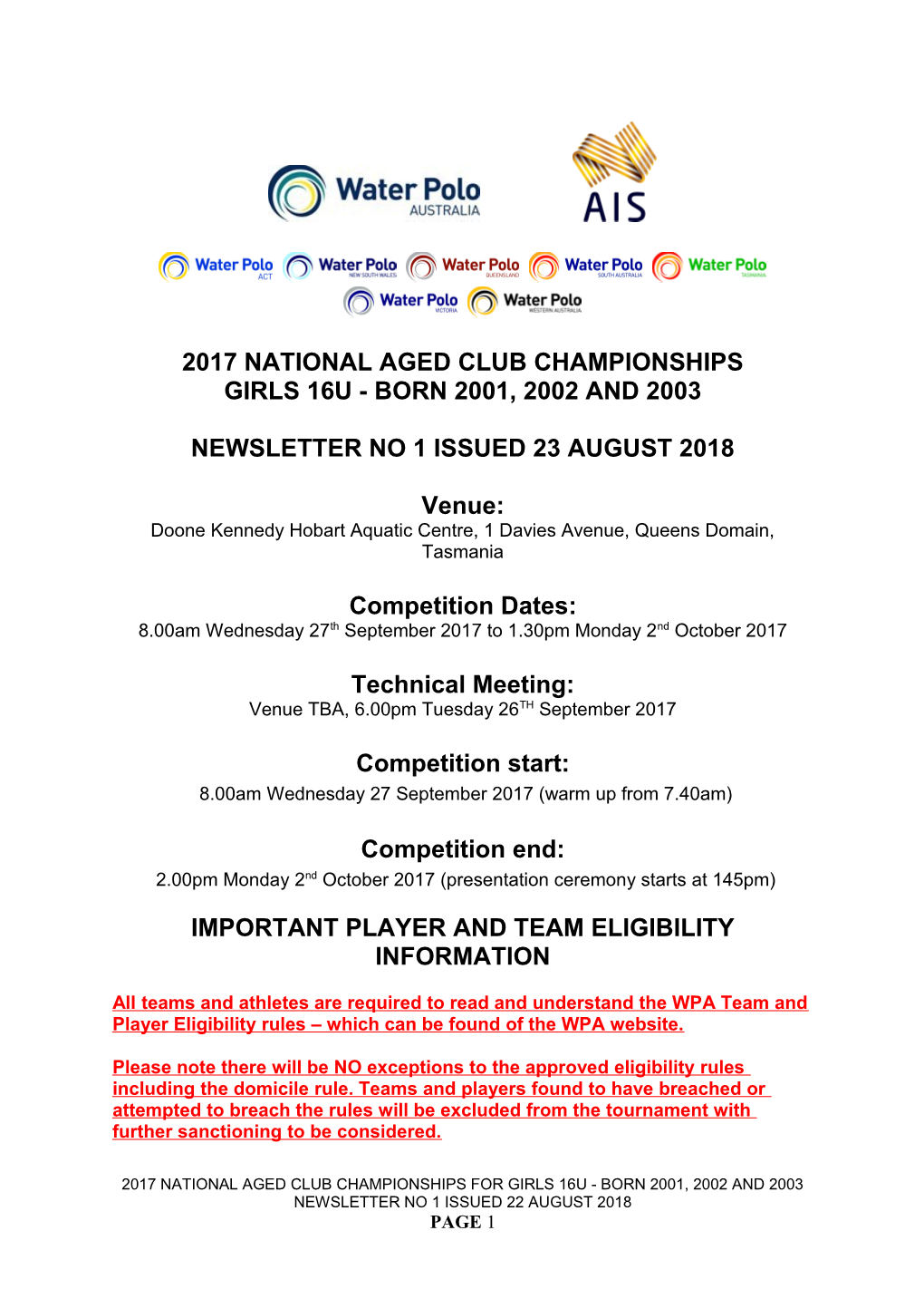 2017 National Aged Club Championships