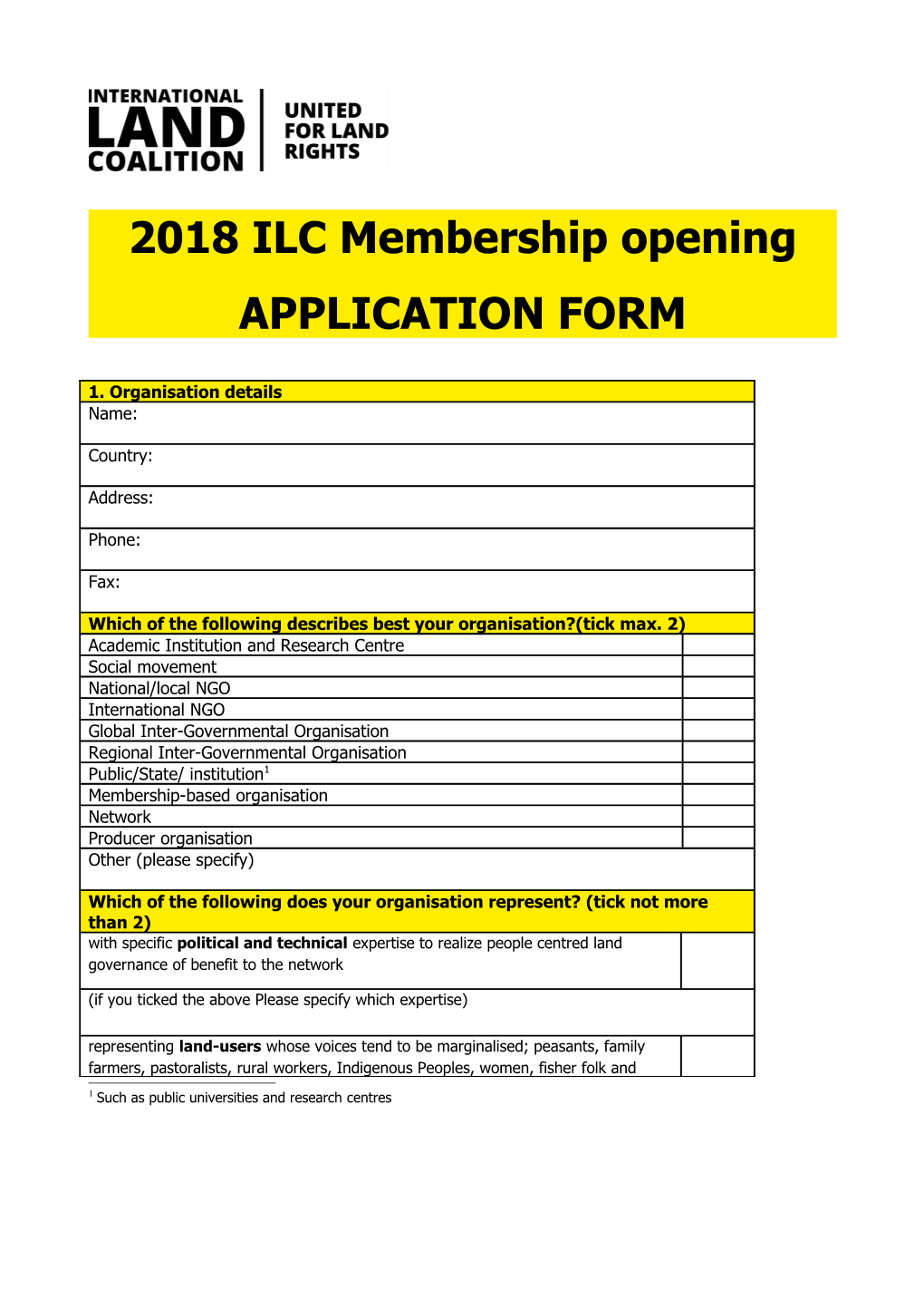ILC Membership Application Form