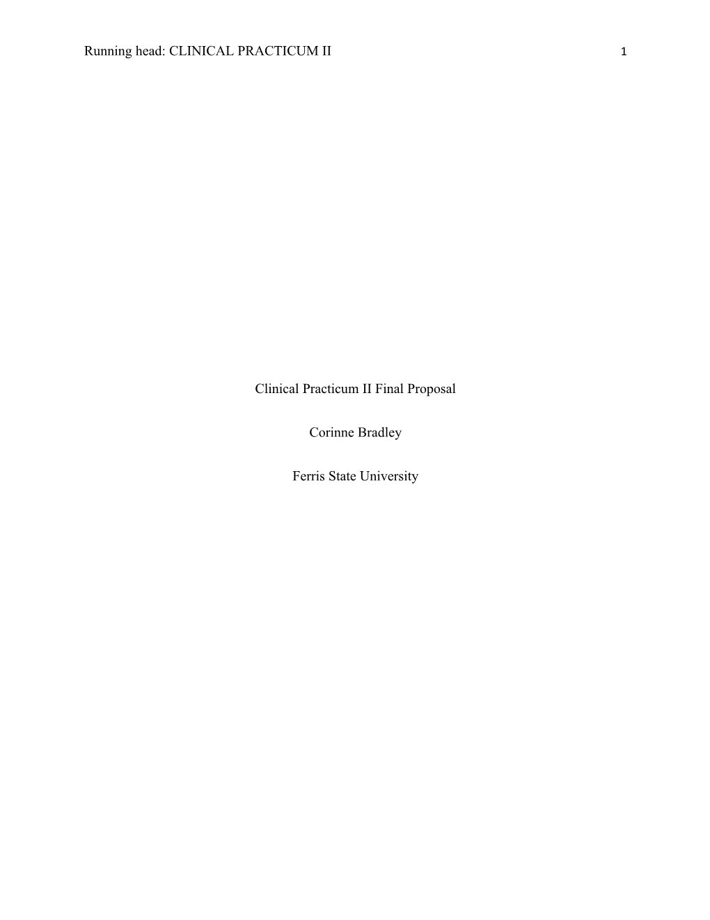 Clinical Practicum II Final Proposal