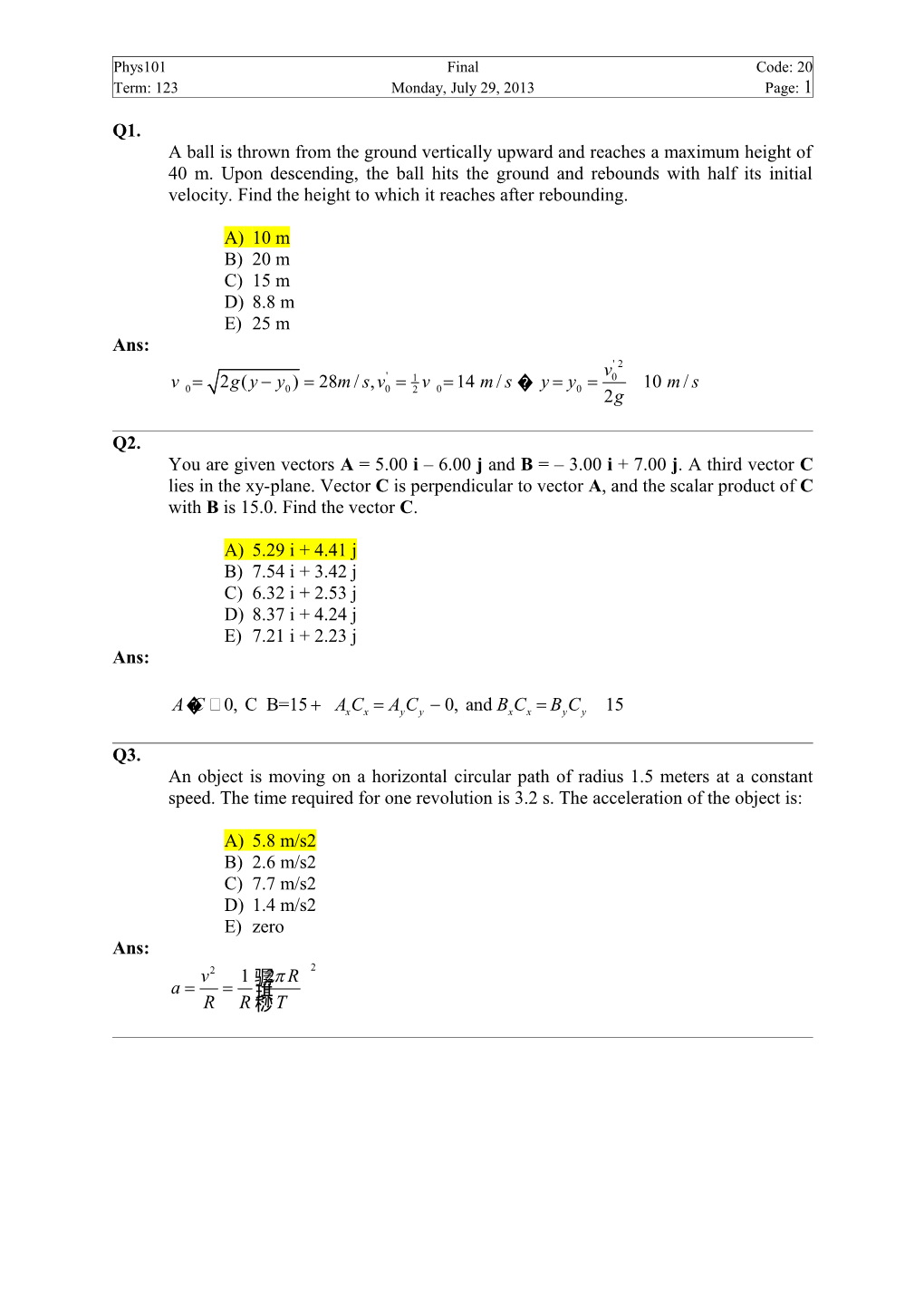 Phys101 Final Code: 20