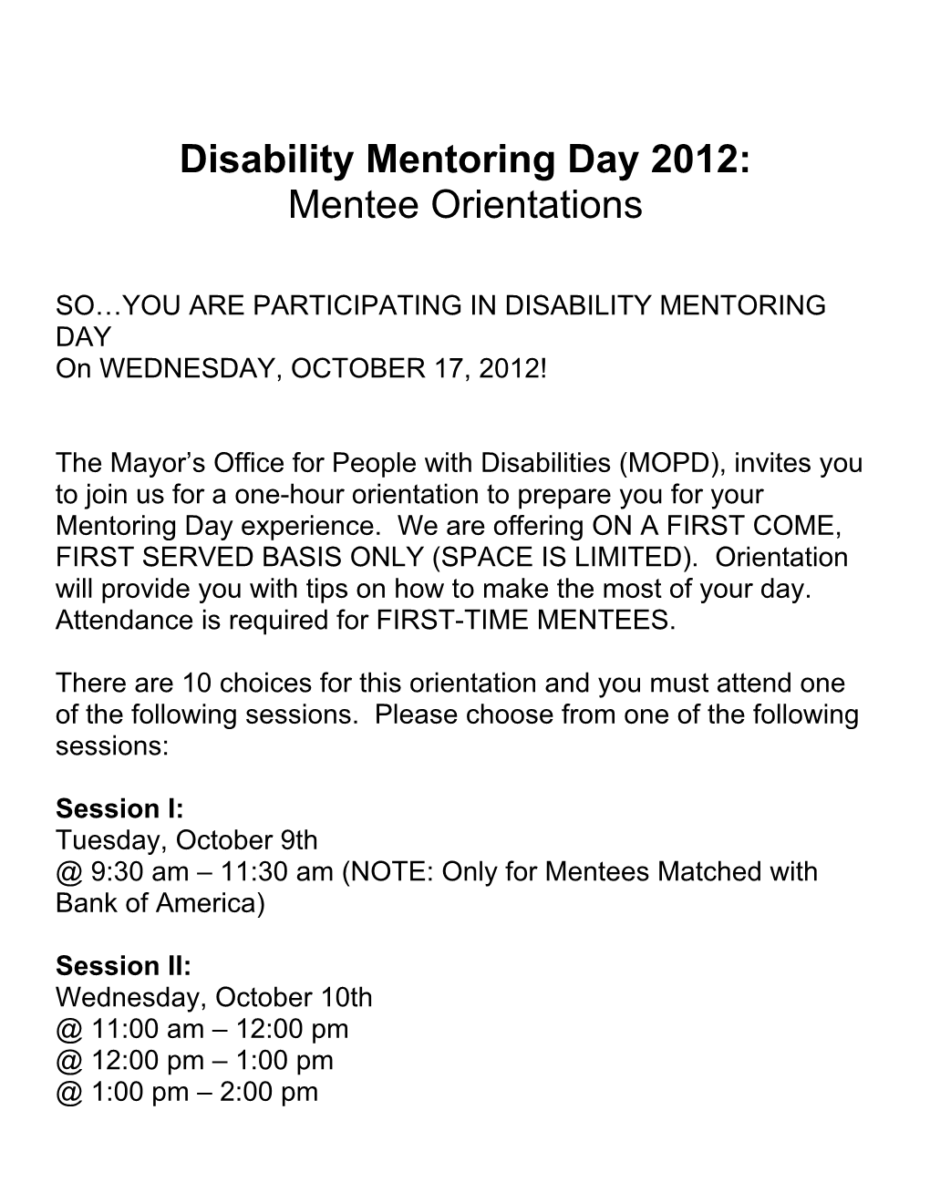 Disability Mentoring Day 2012