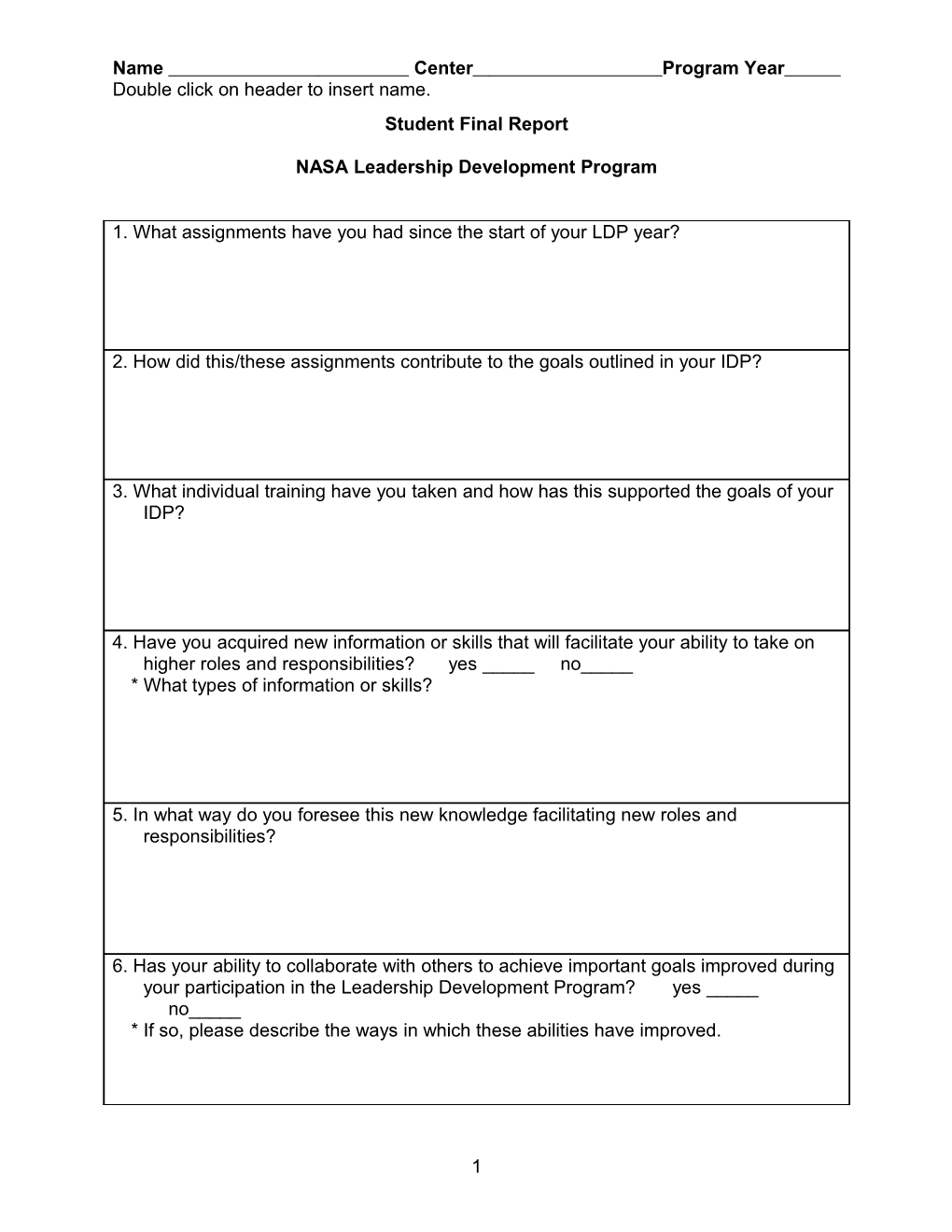 NASA Executive Potential Program