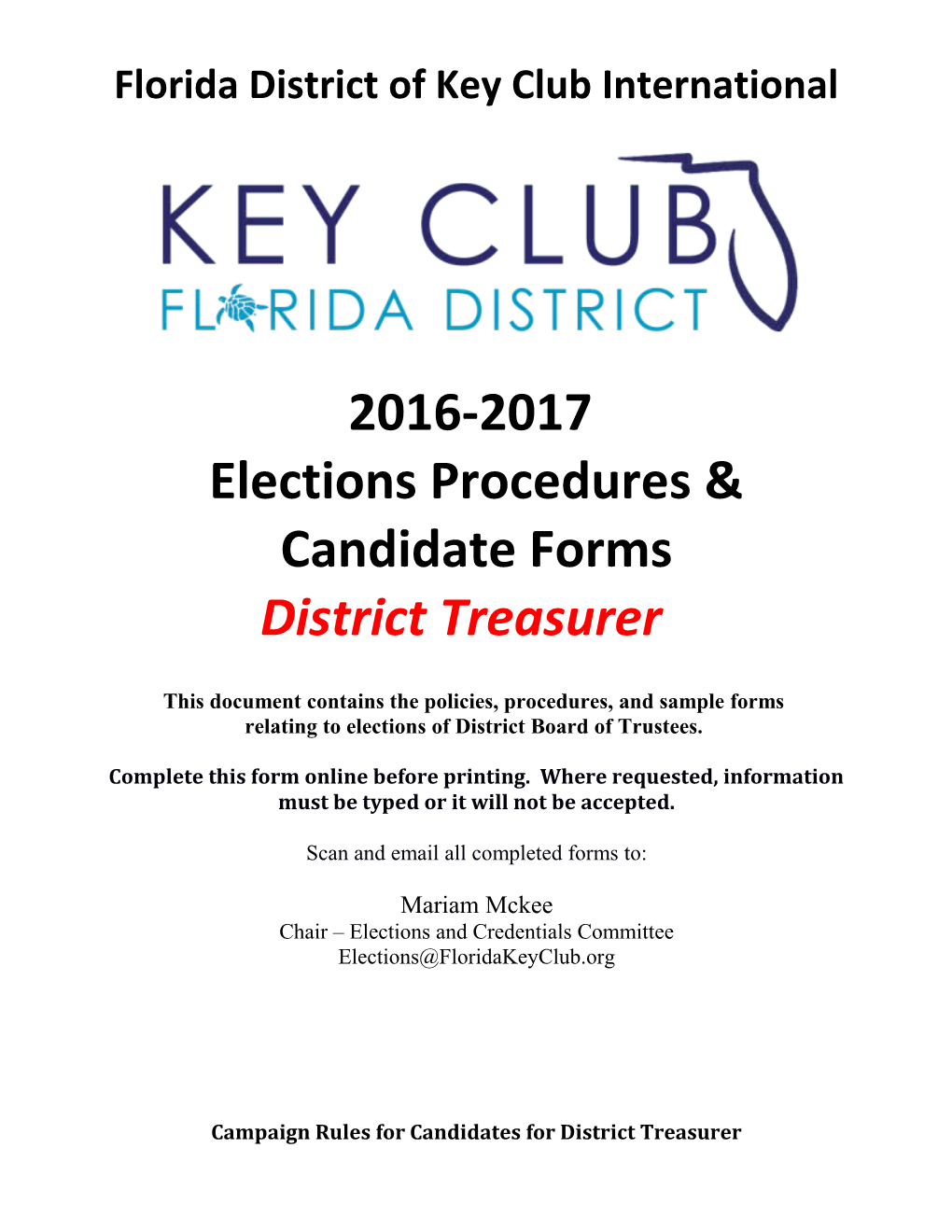 Elections Procedures & Candidate Forms