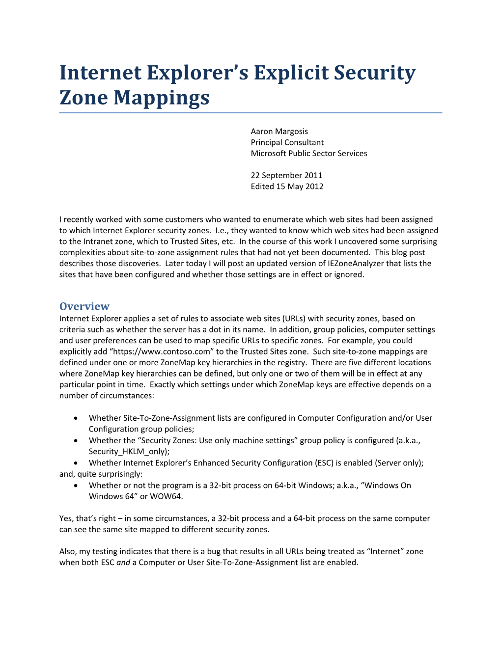 Internet Explorer's Explicit Security Zone Mappings