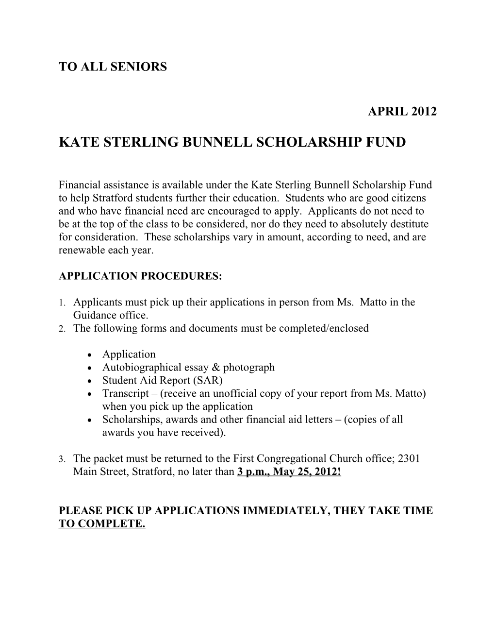 Kate Sterling Bunnell Scholarship Fund