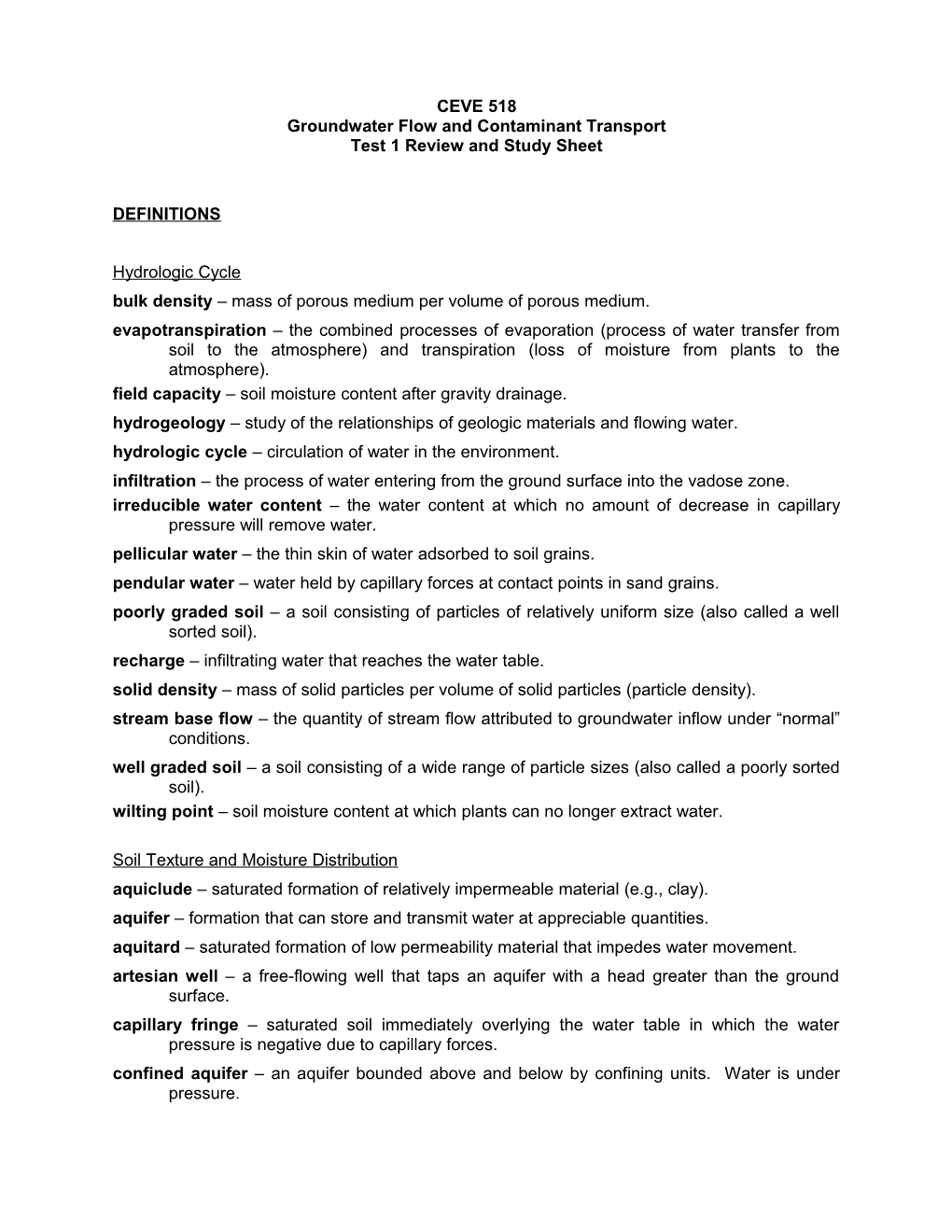 Groundwater Flow and Contaminant Transport