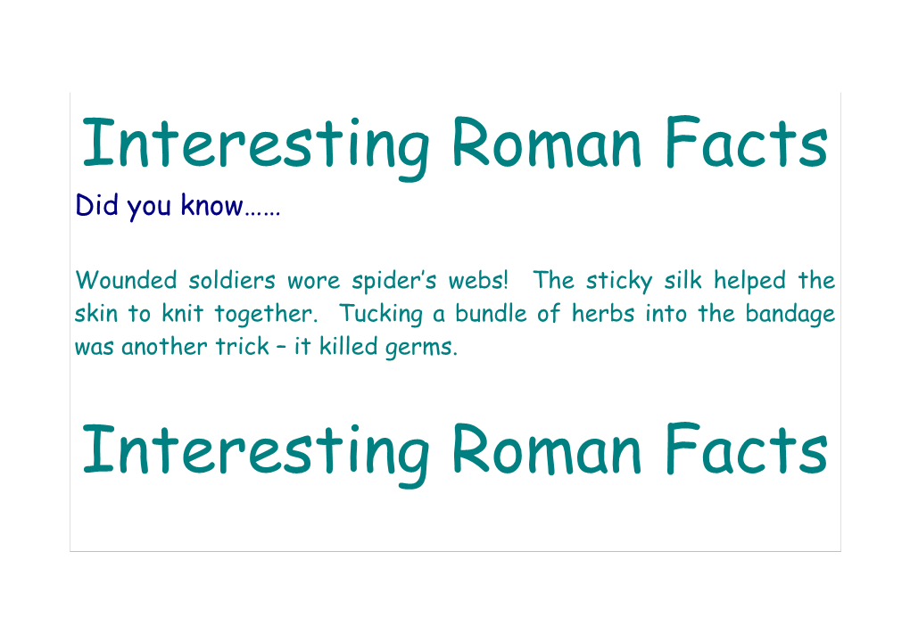 Interesting Roman Facts