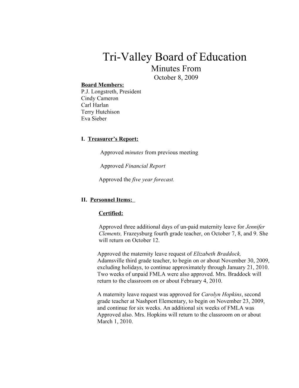 Tri-Valley Board of Education s2