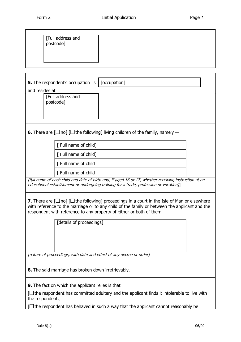 Form 2 Initial Application Page 1