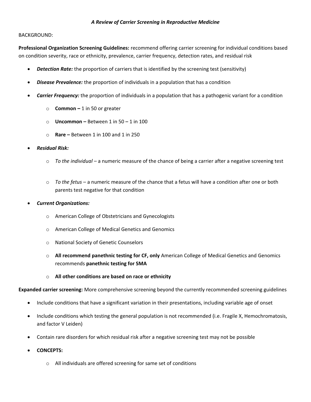 A Review of Carrier Screening in Reproductive Medicine