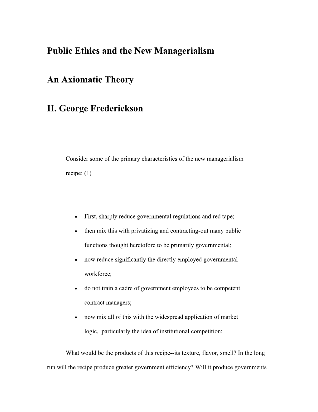 Public Ethics And The New Managerialism