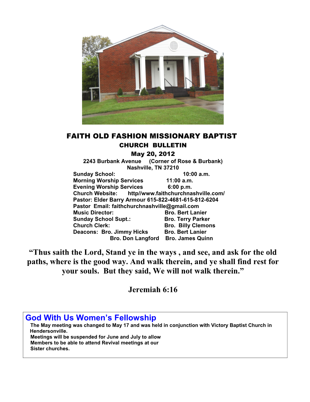 Faith Old Fashion Missionary Baptist