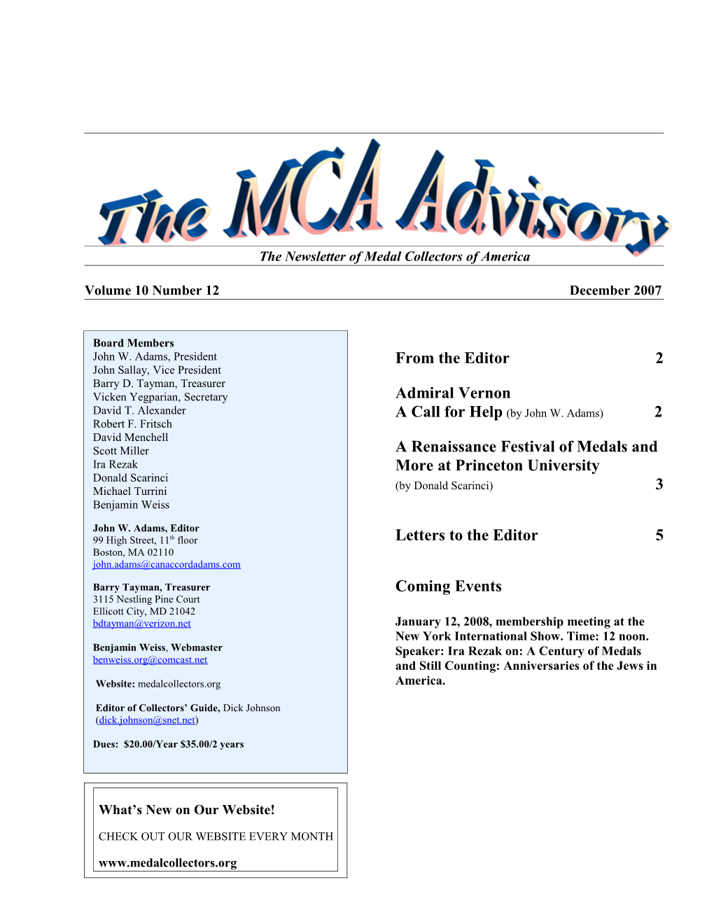The MCA Advisory
