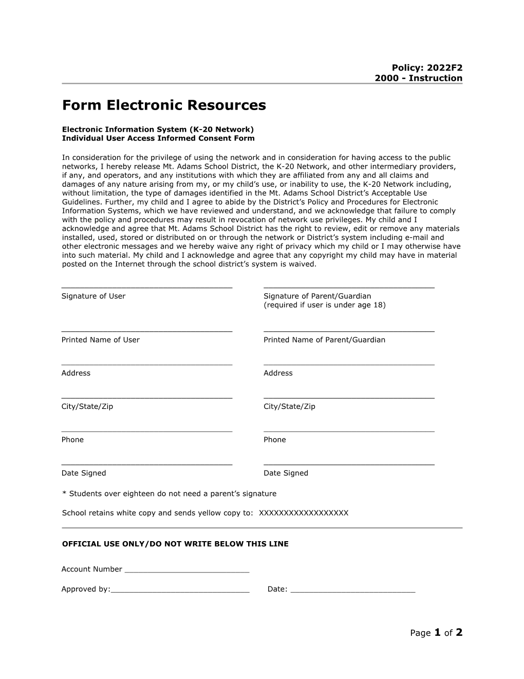 Form Electronic Resources