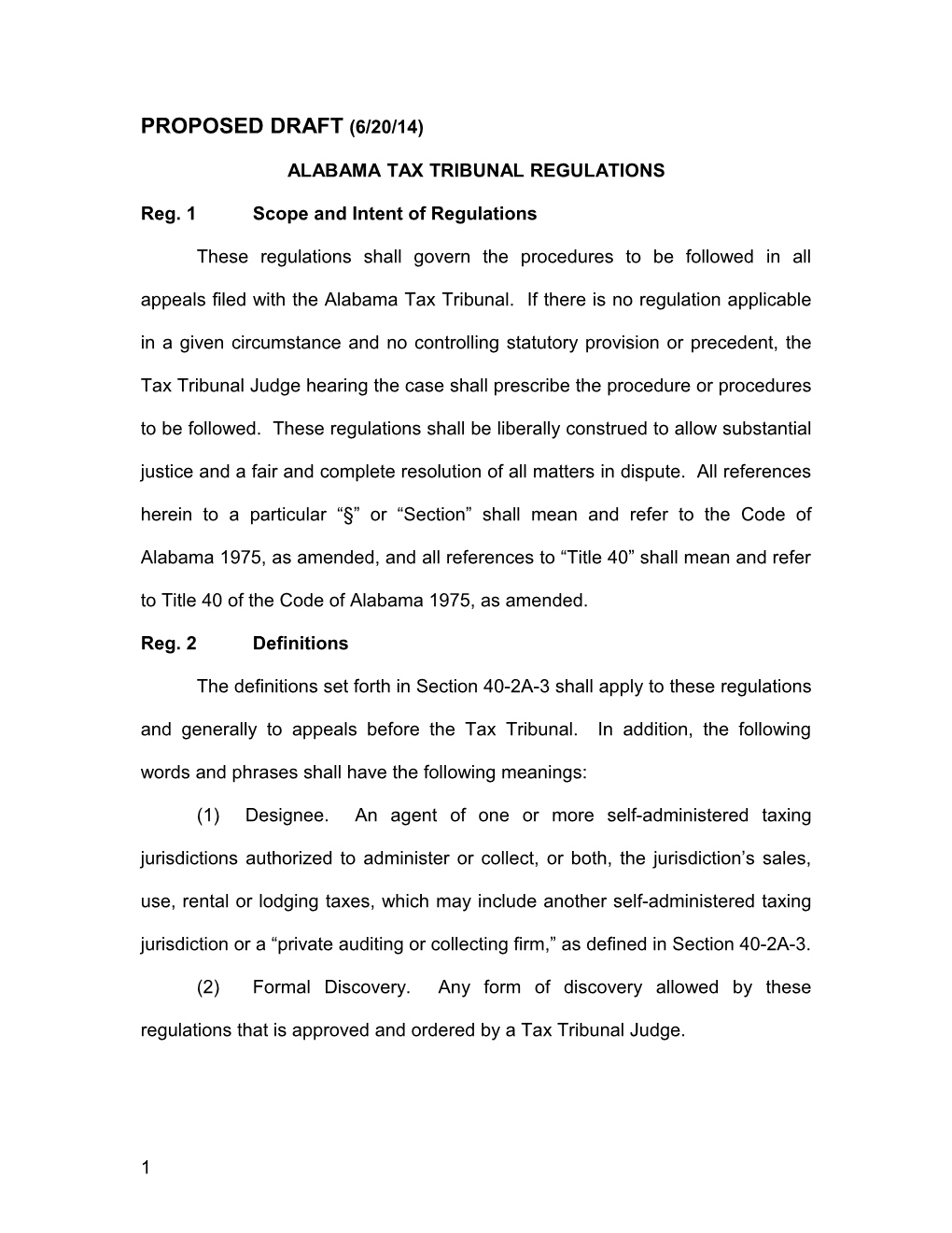 Alabama Tax Tribunal Regulations