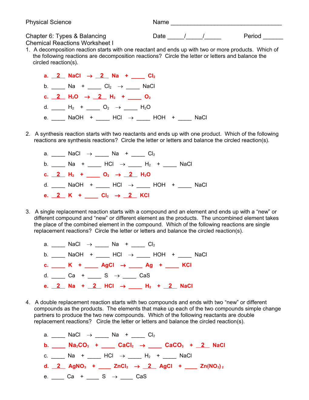 Types of Chemical Reactions s1