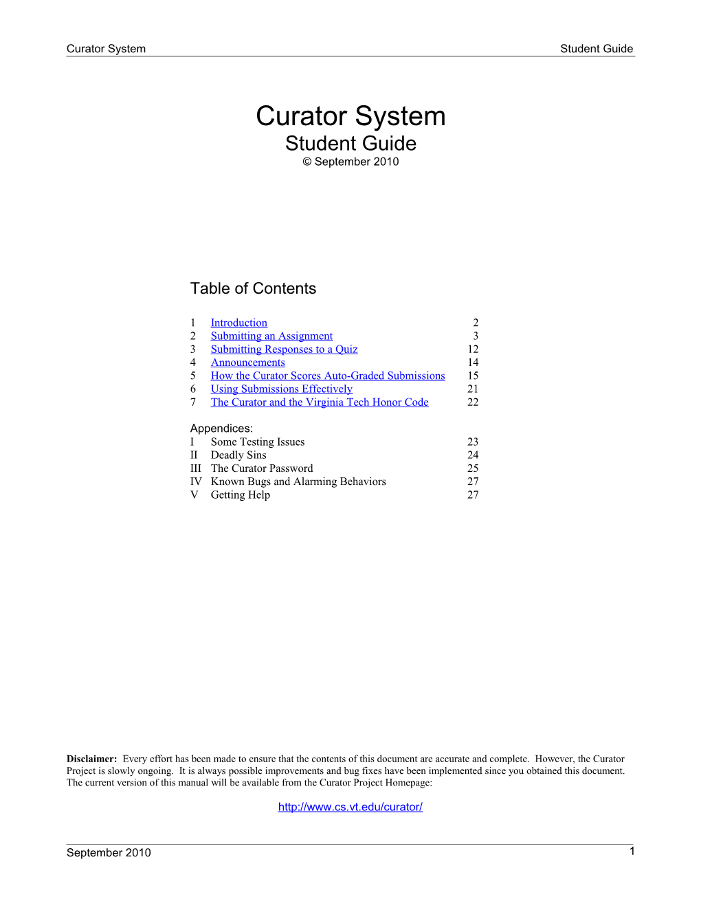 Curator System Student Guide