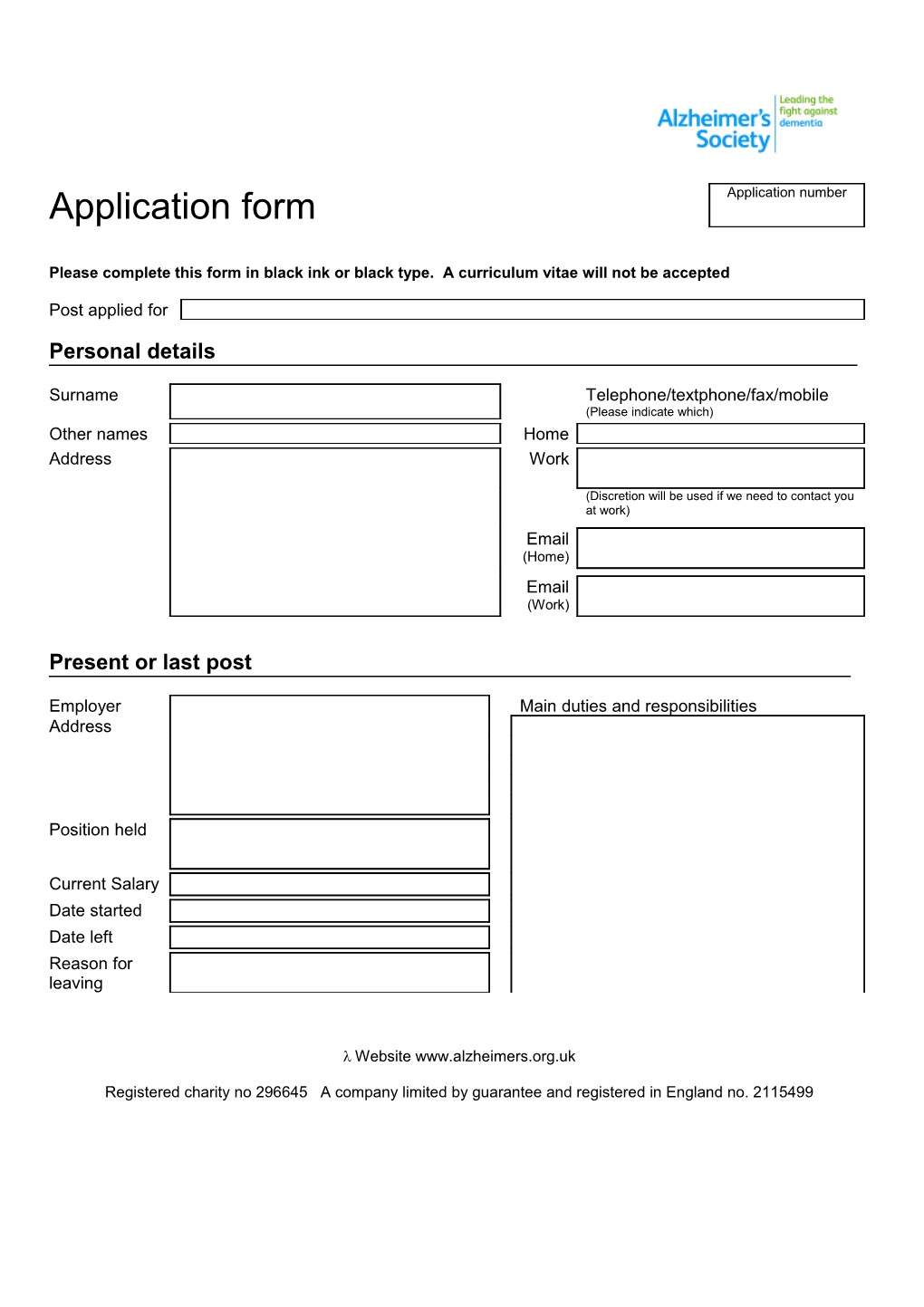 Application Form s85