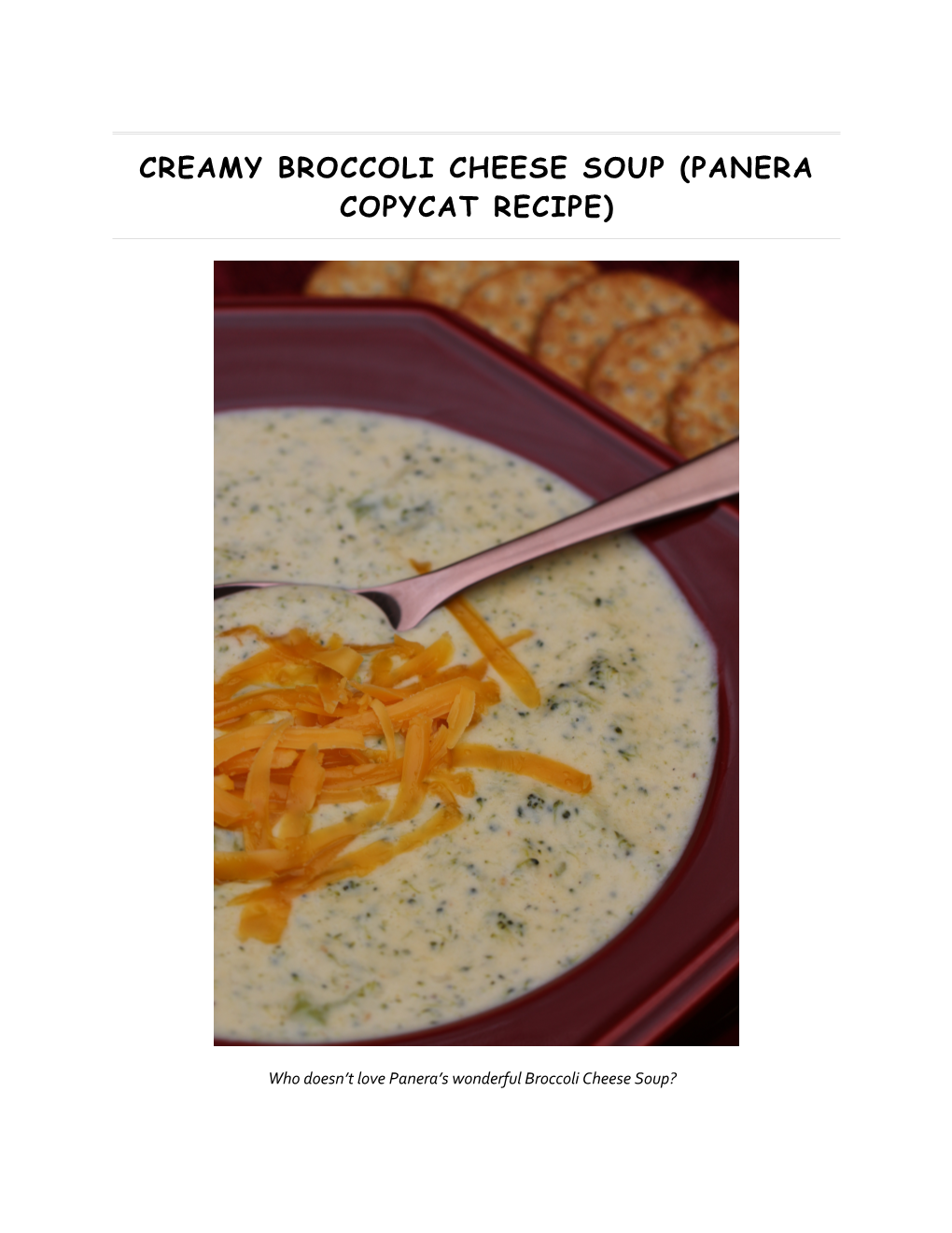 CREAMY BROCCOLI CHEESE SOUP (Panera COPYCAT RECIPE)
