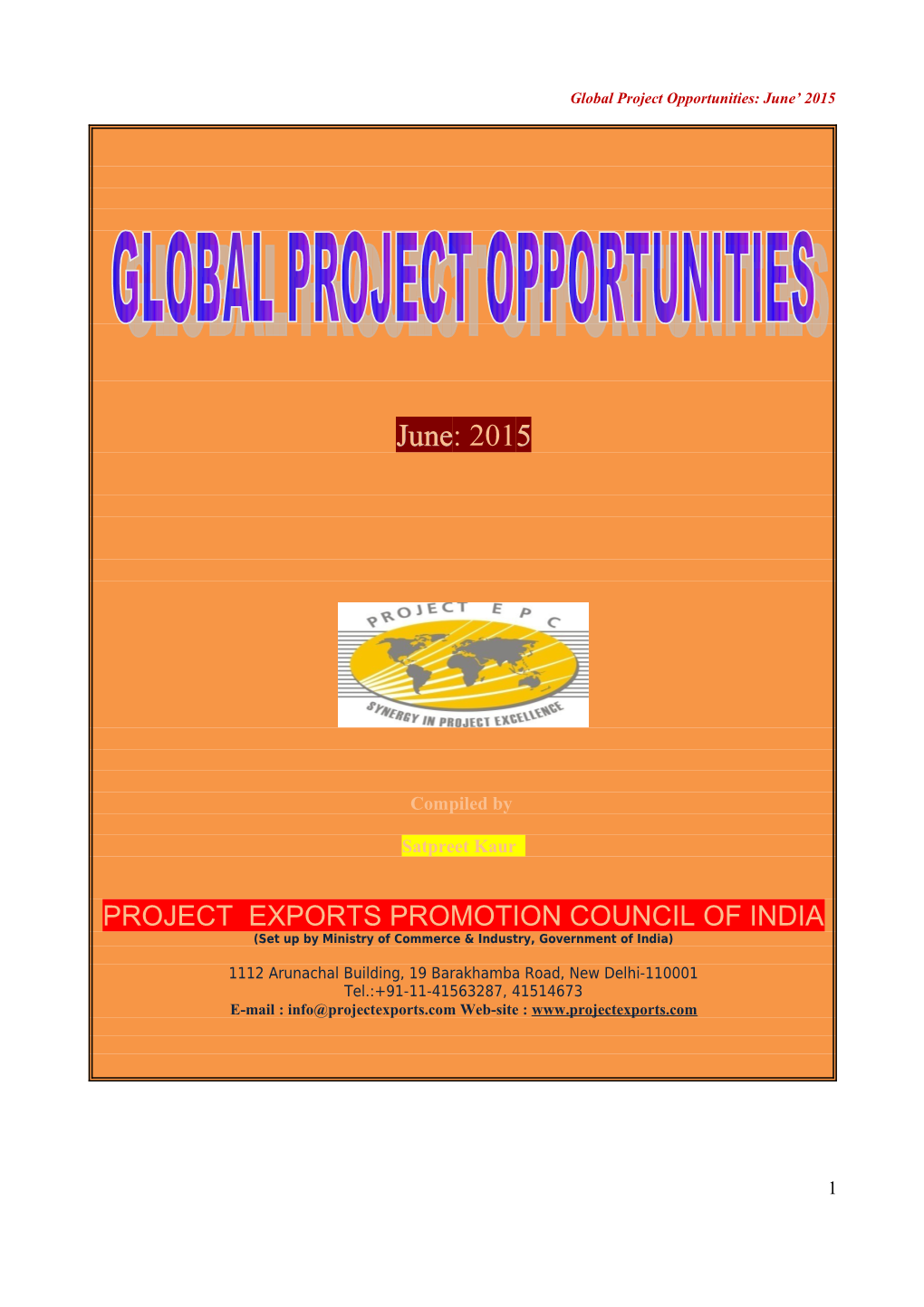 Global Project Opportunities: June 2015