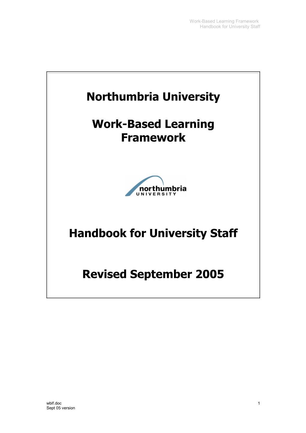 Negotiated Work-Based Learning Framework (NWBLF)