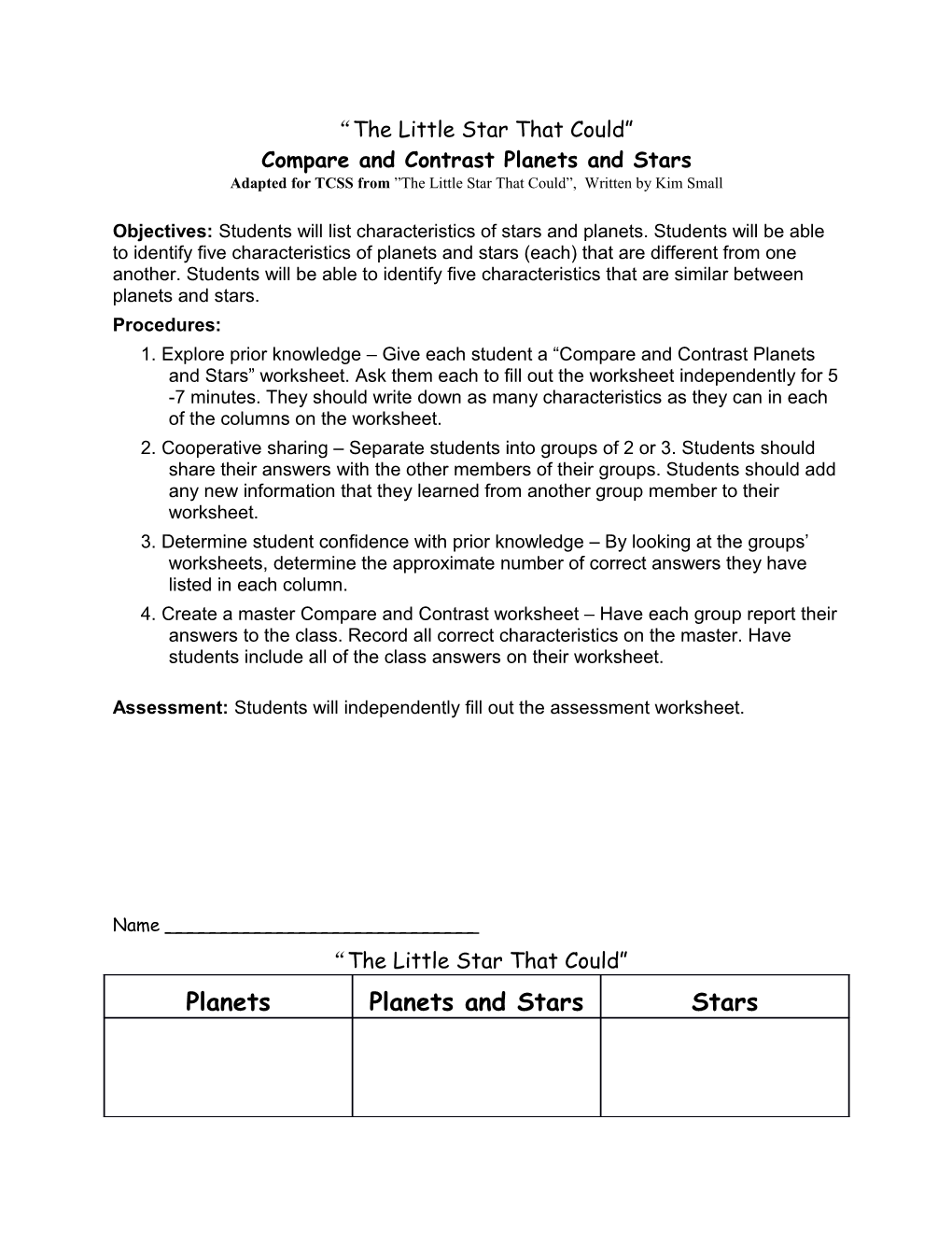 Compare and Contrast Planets and Stars