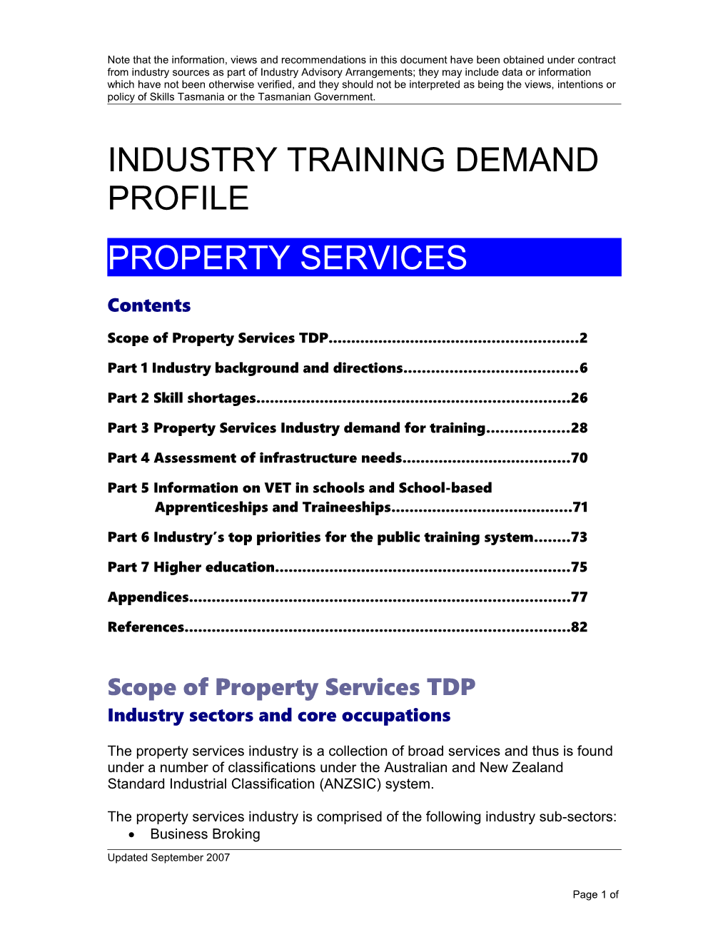 Industry Training Demand Profile