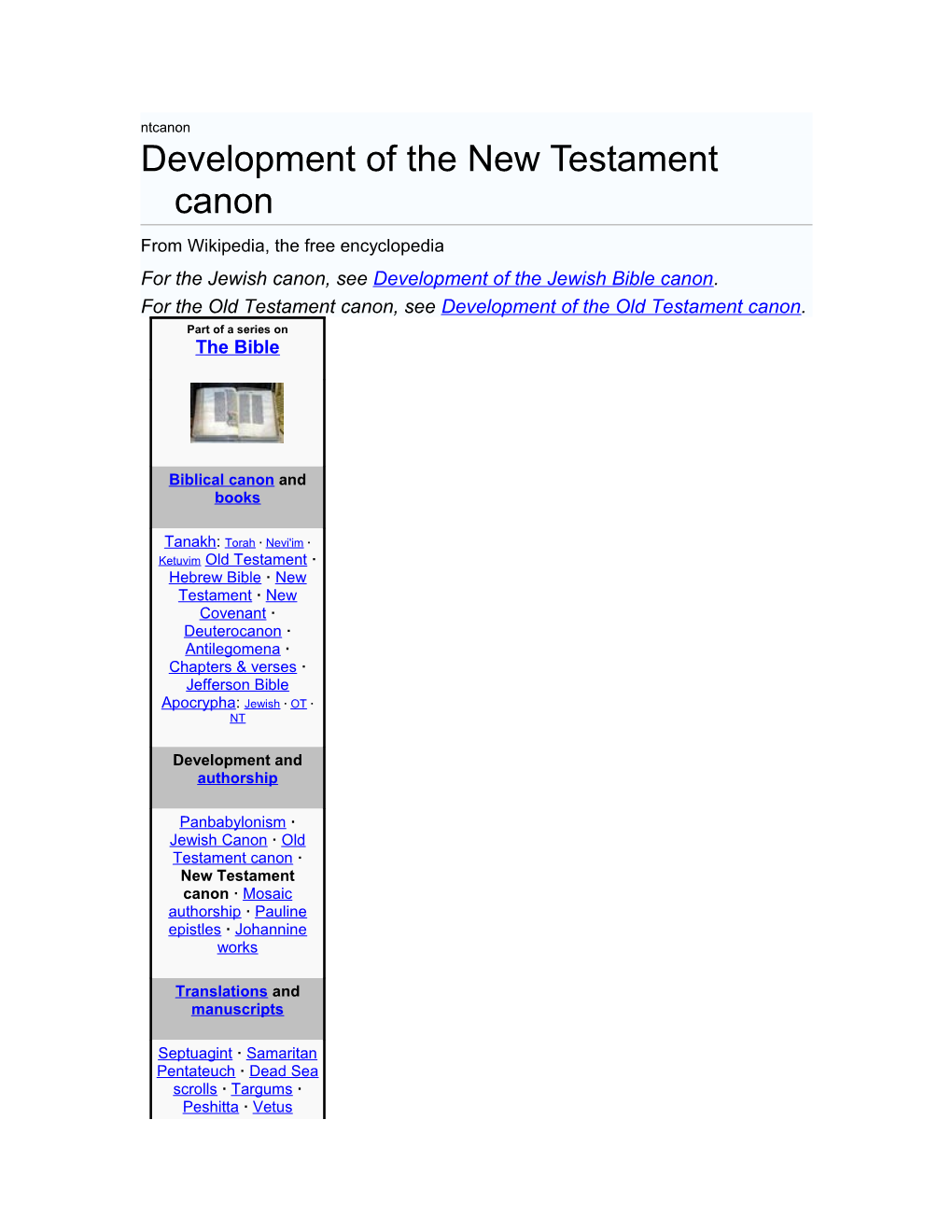 Development of the New Testament Canon
