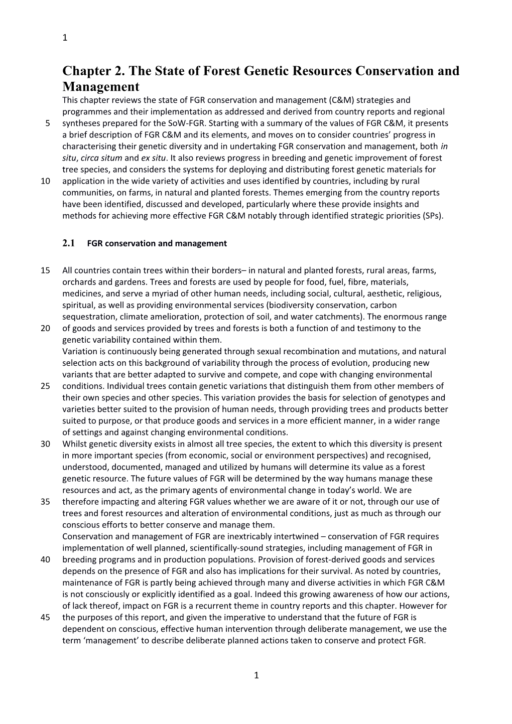 Chapter 2. the State of Forest Genetic Resources Conservation and Management