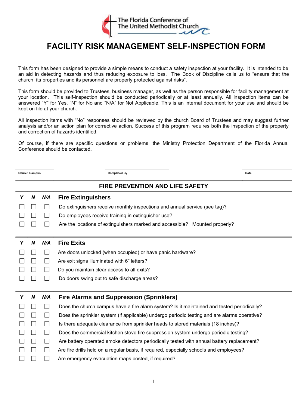 Ministry Protection Church Campus Risk Management Survey 2012
