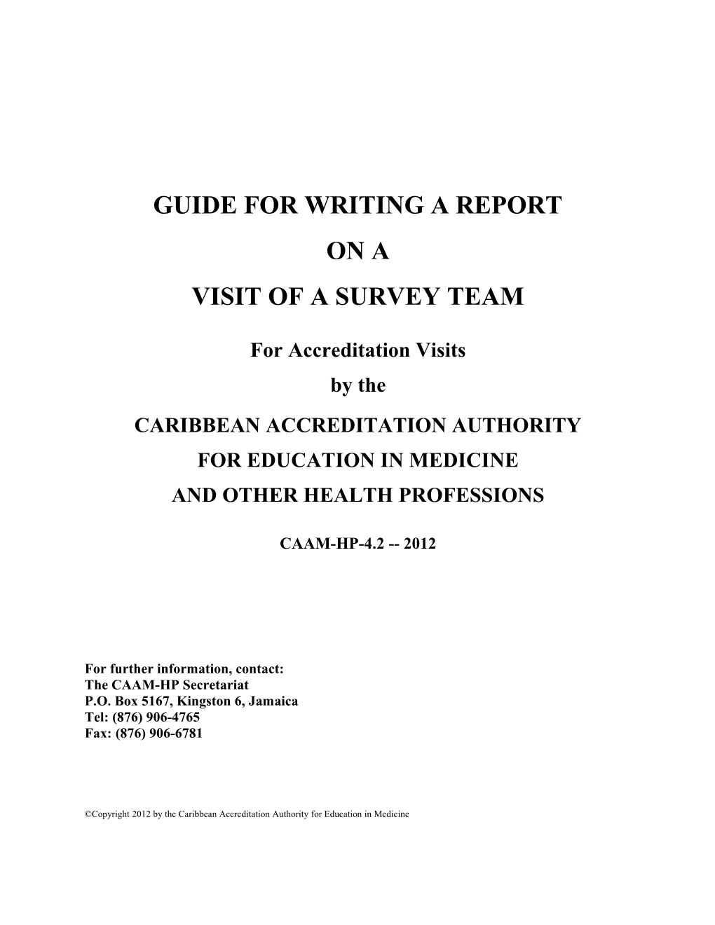 Guide for Writing a Report
