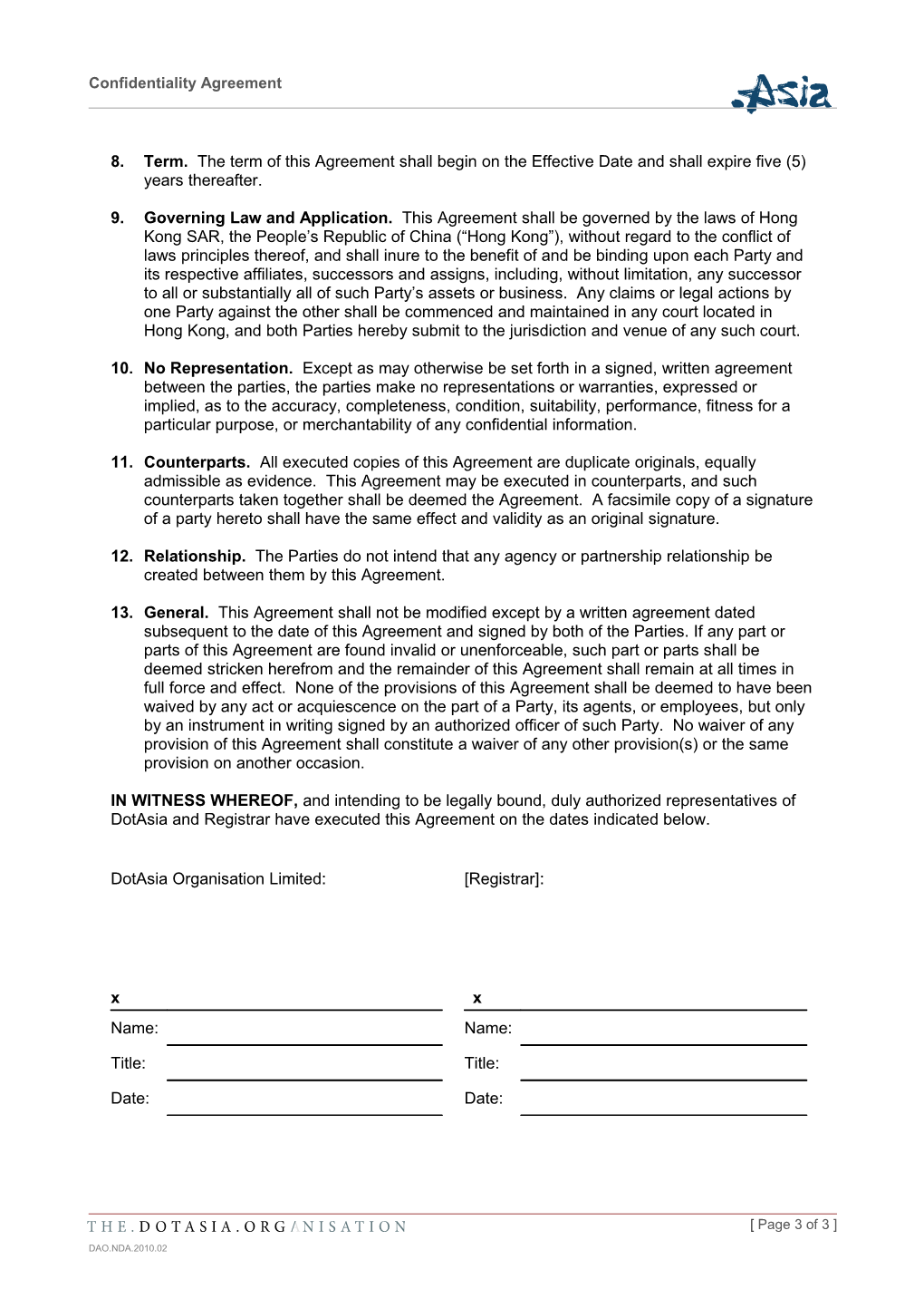 Confidentiality Agreement s12