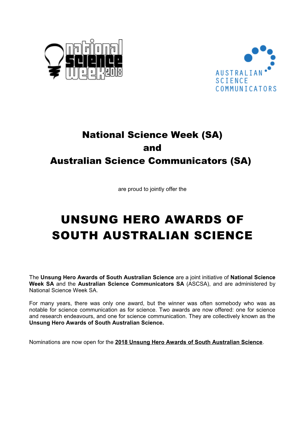 Unsung Hero of South Australian Science