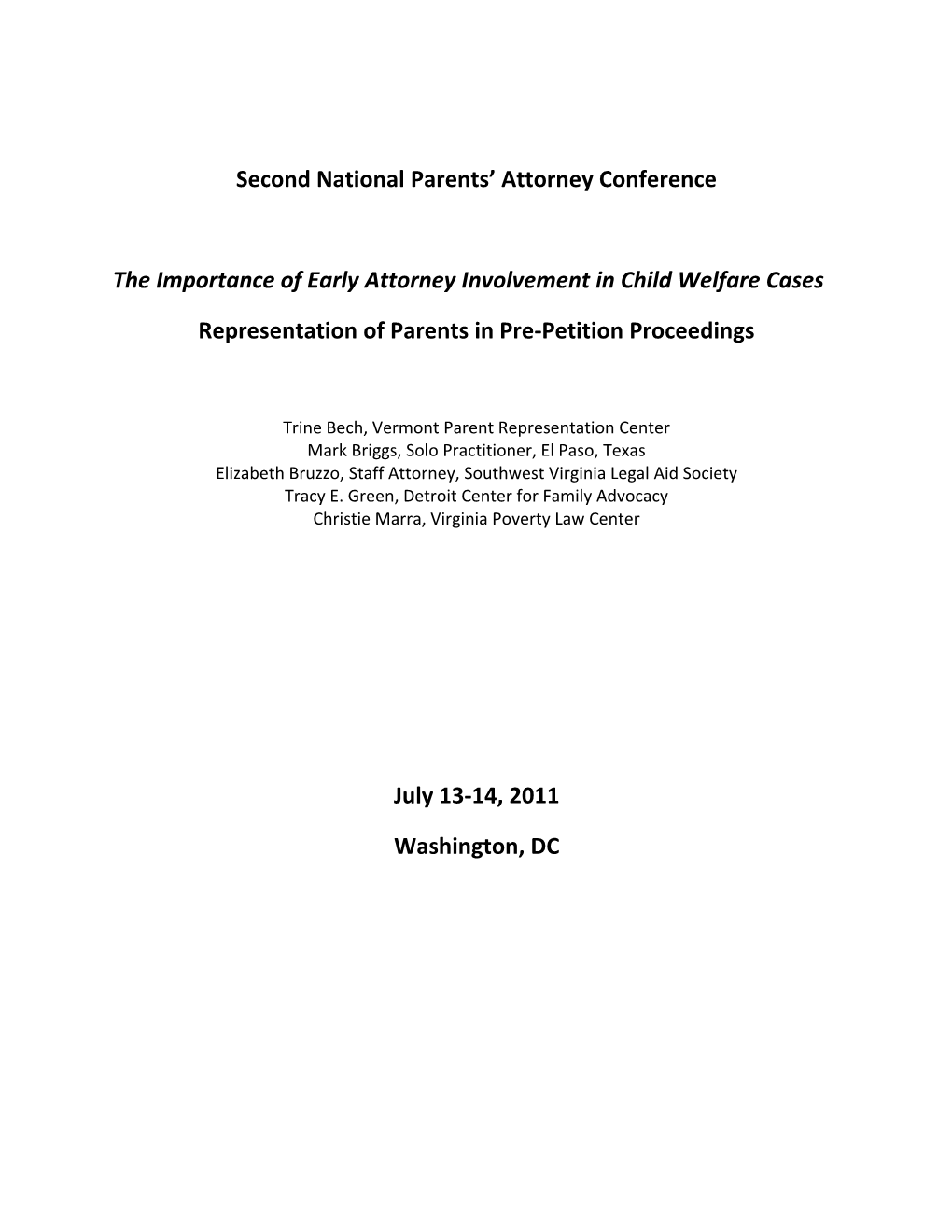Second National Parents Attorney Conference