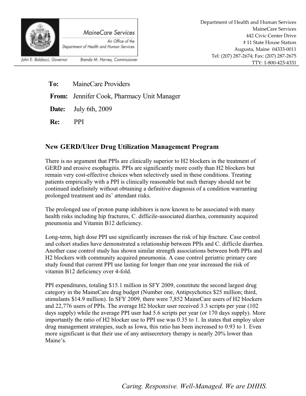 New GERD/Ulcer Drug Utilization Management Program