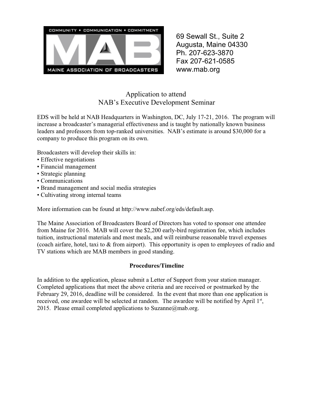 In Affiliation of the Maine Association of Broadcasters