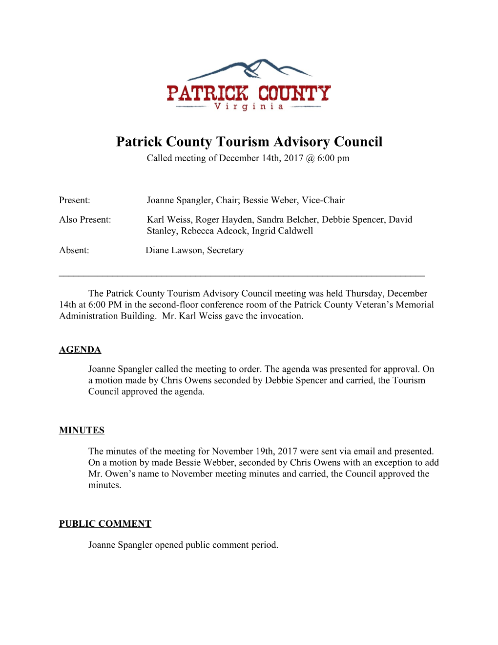 Patrick County Tourism Advisory Council